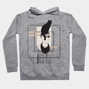 Cat sitting on a girl head version 2 Hoodie